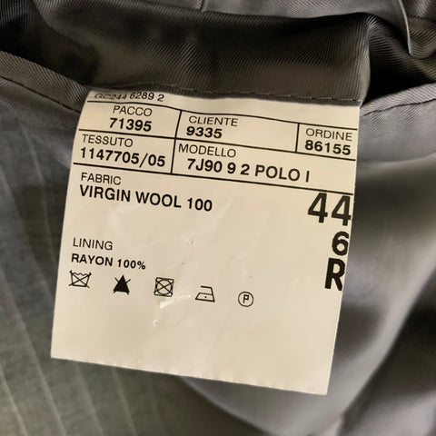 POLO Chest Size 44 Grey Pinstripe Wool Notch Lapel 36 30 Suit