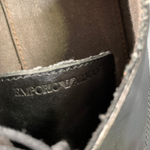 EMPORIO ARMANI Size 8 Black Leather Wingtip Lace Up Shoes