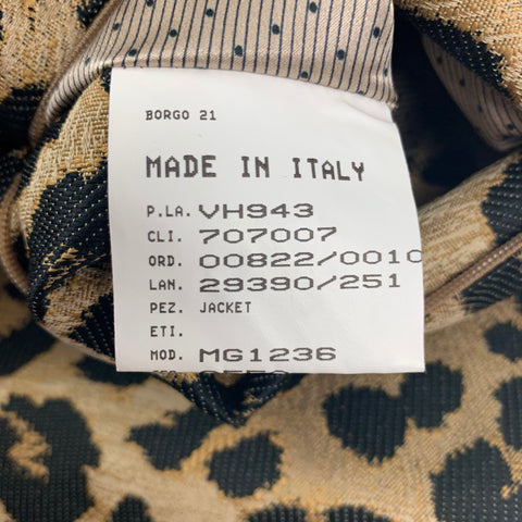 GIORGIO ARMANI Taille 6 Veste zippée en jacquard à imprimé animal en polyester noir et marron clair