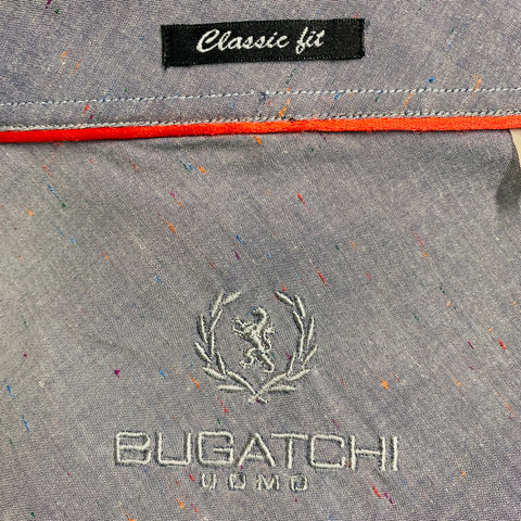 BUGATCHI UOMO Size L Black Grey Palms Cotton Button Up Long Sleeve Shirt
