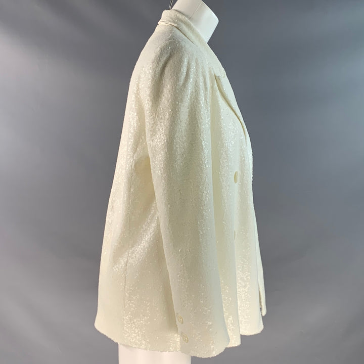 BLACK HALO Size S Beige Nylon Sequined Double Breasted Pants Suit