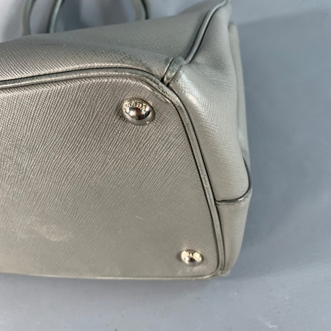 PRADA Galleria Grey Saffiano Leather Top Handles Handbag
