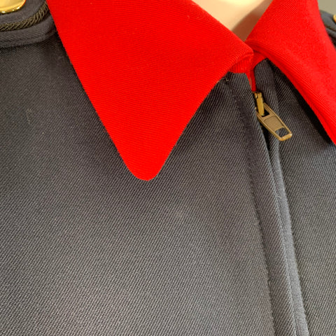 EMPORIO ARMANI Size 2 Navy Cream Red Wool Twill Color Block Epaulets Jacket
