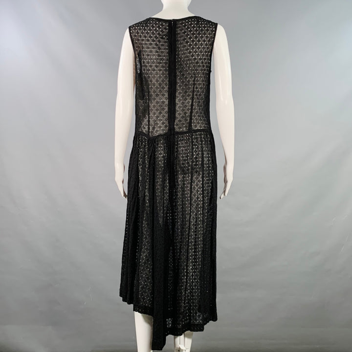 COMME des GARCONS 2012 Size S Black Cupro Eyelet Asymmetrical Wide Leg Jumpsuit