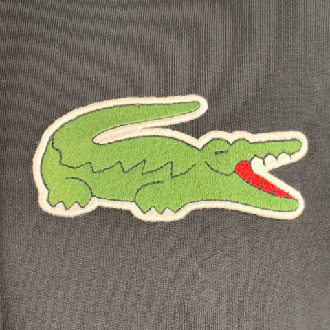 LACOSTE x COMME des GARCONS Size L Black Green Patch Cotton Hooded Sweatshirt