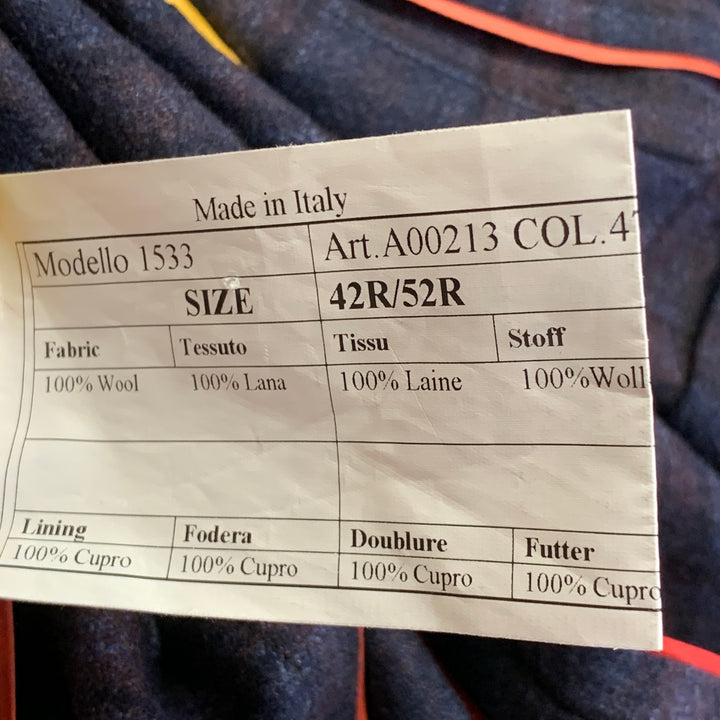 PAUL SMITH Size 42 Regular Navy Brown Plaid Wool Slim Fit Notch Lapel Sport Coat