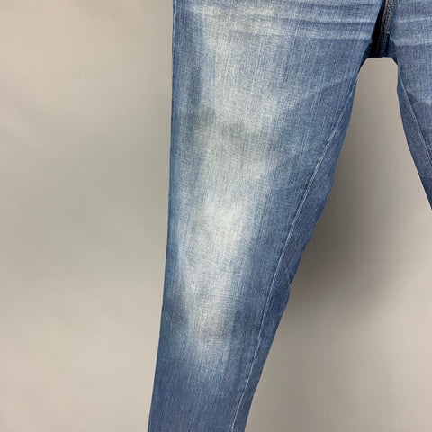BRUNELLO CUCINELLI Size 34 Blue Washed Cotton Straight Regular Button Fly Jeans