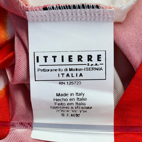 JUST CAVALLI Taille XS Rouge Blanc Viscose Mélangée Jersey Zig Zag Manches 3/4 Col V Haut Décontracté