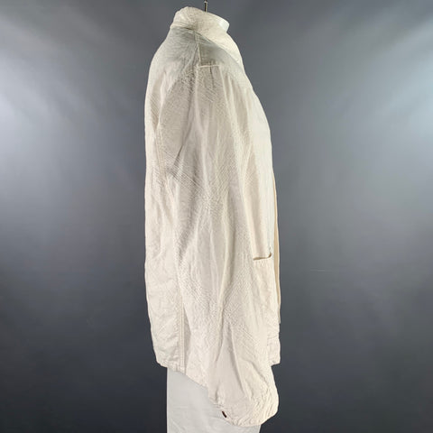 VISVIM Size L Ivory Stitched Linen Patch Pockets Jacket