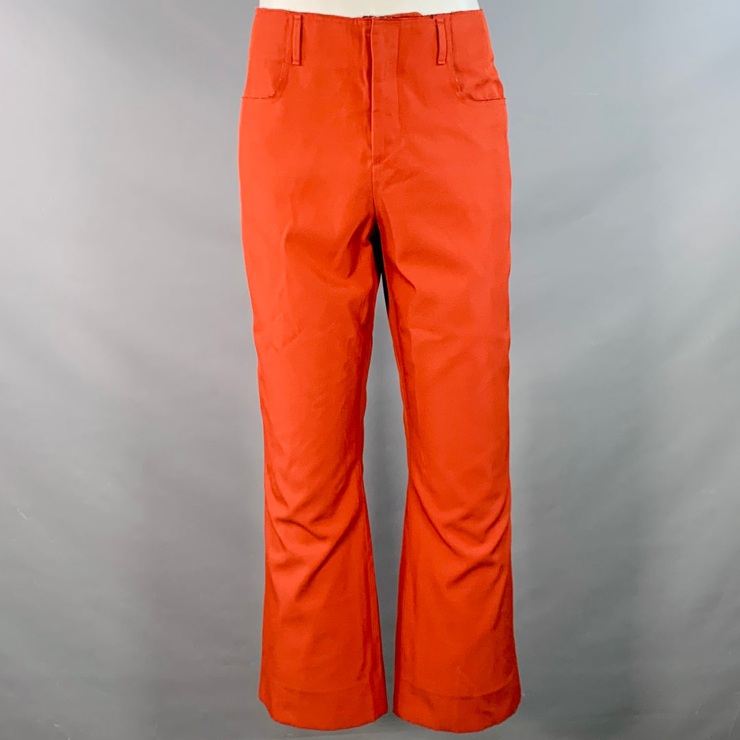 ACNE STUDIOS Size 34 Brick Polyester Cotton Twill Notch Lapel Wide Leg Suit