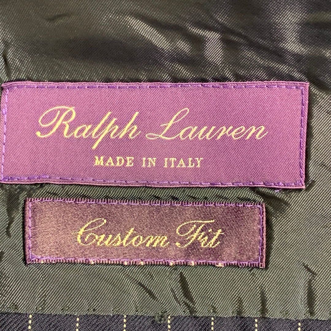 RALPH LAUREN Size 42 Long Navy White Pinstripe Wool Notch Lapel Suit