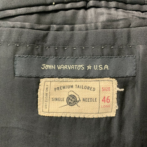 JOHN VARVATOS * USA Taille 46 Long Manteau de sport à revers en laine unie noire