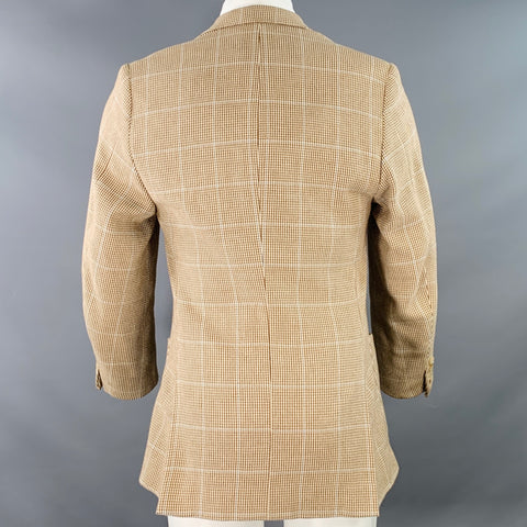 RALPH LAUREN Size 40 Brown Beige Plaid Cotton Notch Lapel Sport Coat