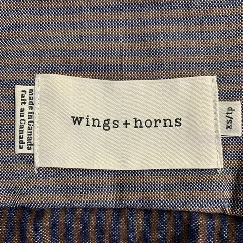 WINGS + HORNS Size XS Yellow Charcoal Stripe Cotton One Pocket Long Sleeve Shirt