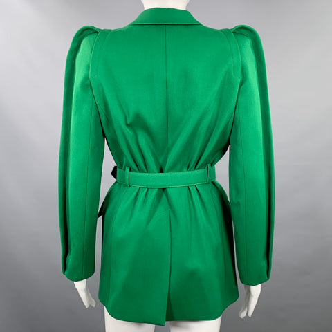 GIVENCHY Size 4 Green Polyester Wool Single Breasted Belted Jacket