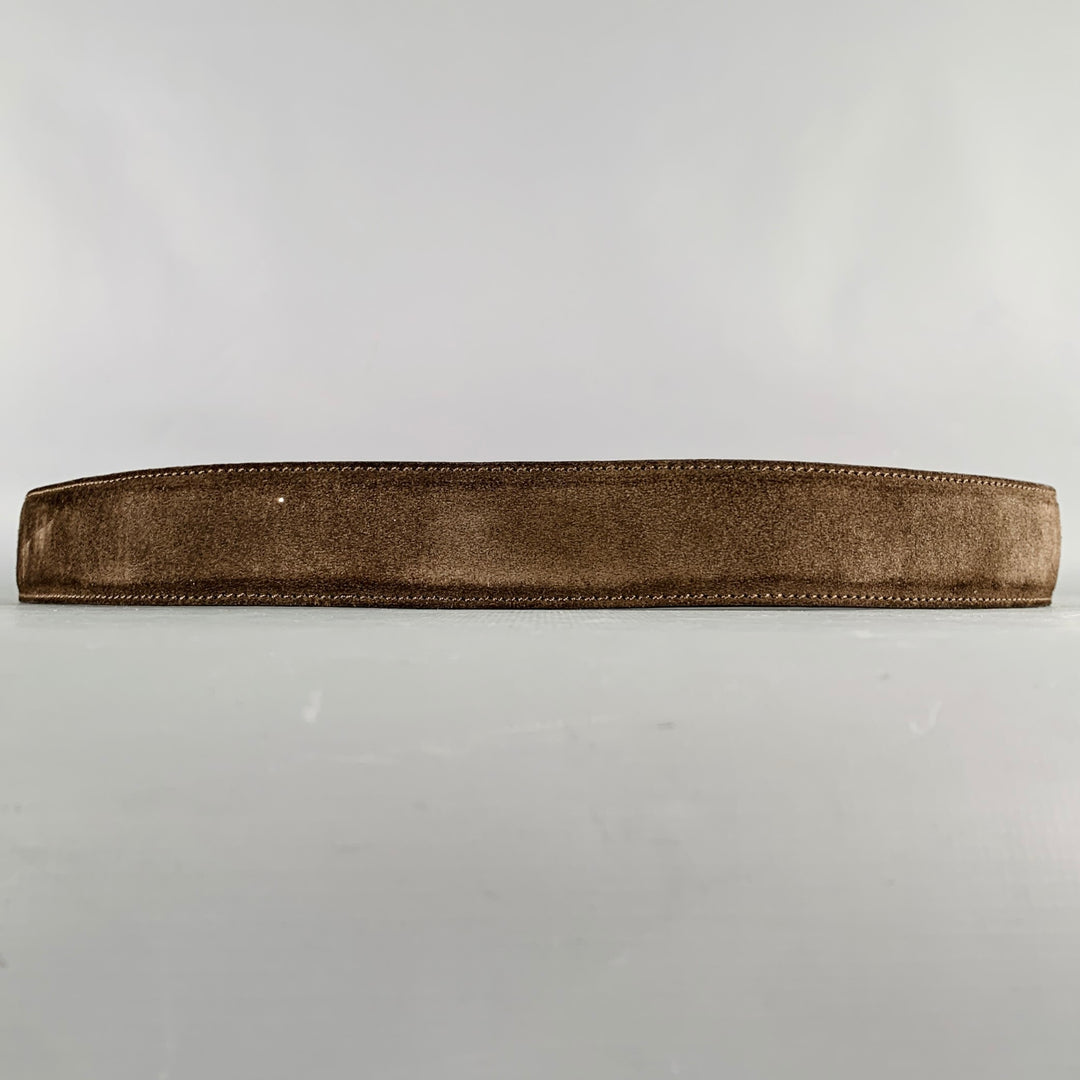 LORO PIANA Size 38 Dark Brown Silver Suede Belt
