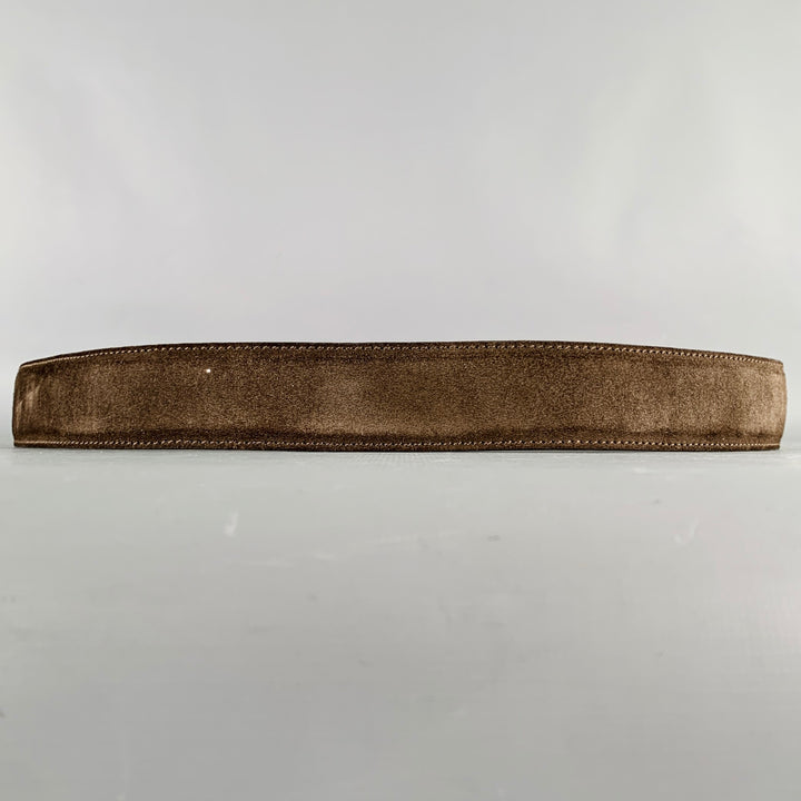 LORO PIANA Size 38 Dark Brown Silver Suede Belt