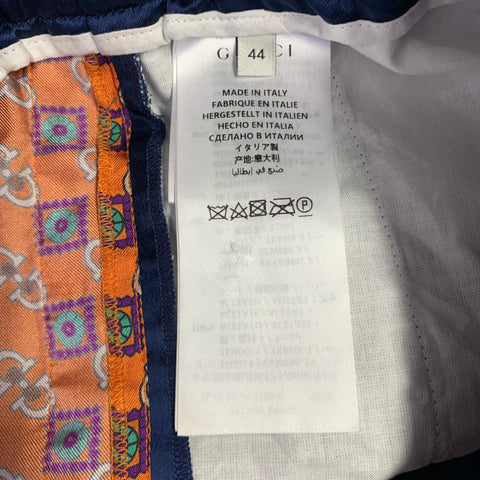 GUCCI Taille 28 Short de survêtement en acétate monogrammé bleu et orange