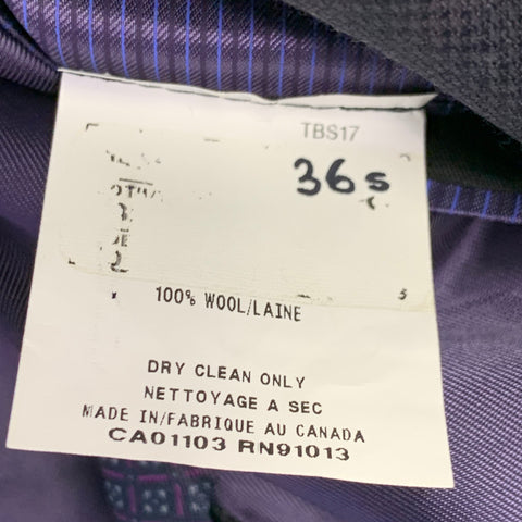 TED BAKER Size 36 Black Purple Plaid Wool Single Breasted Sport Coat