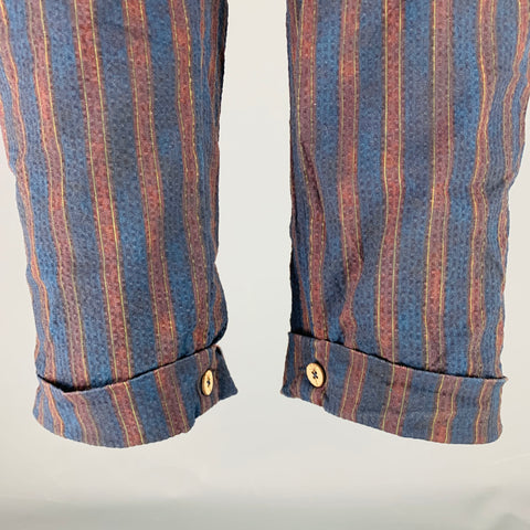 SCOTCH AND SODA Talla 36 Pantalones casuales con puños en mezcla de algodón a rayas azul marino burdeos