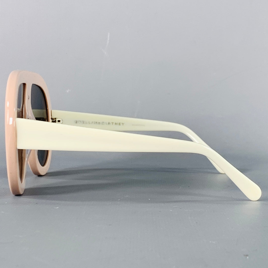 STELLA McCARTNEY Pink White Acetate Oversized Aviator Sunglasses