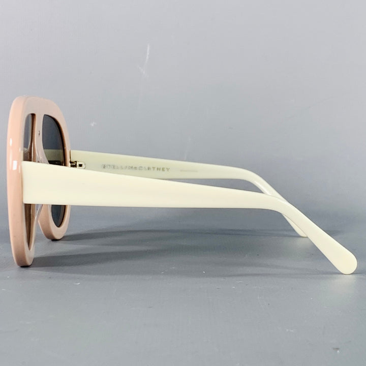 STELLA McCARTNEY Pink White Acetate Oversized Aviator Sunglasses