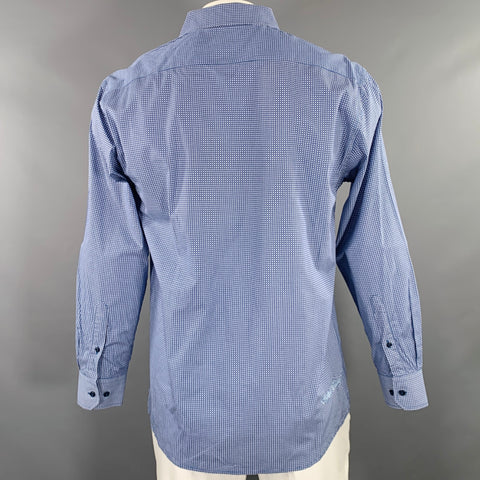 ENGLISH LAUNDRY Size L White Blue Circles Cotton Spread Collar Long Sleeve Shirt