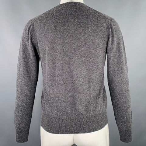 CAROLINA HERRERA Size S Grey Red Knit Wool Silk Cashmere V-Neck Sweater