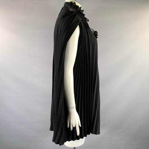 JNBY Size L Black Polyester Pleated V-Neck Dress