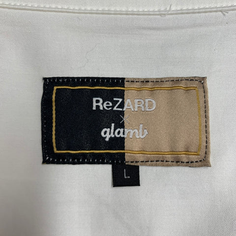 GLAMB x REZARD Size L White Black Print Cotton Blend Long Sleeve Shirt