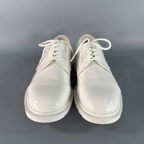 DR. MARTENS Size 9 White Leather Cap Toe Lace Up Shoes