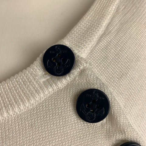 RALPH LAUREN Talla M Top informal con cuello barco y rayas azul marino blanco