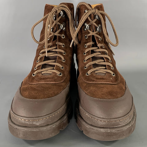 BRUNELLO CUCINELLI Size 10.5 Brown Beige Suede Lace Up Boots