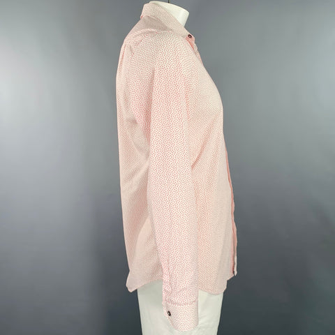 PAUL SMITH Size L White Red Dots Cotton Long Sleeve Shirt