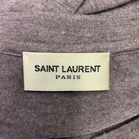 SAINT LAURENT Size S Purple Grey Logo Viscose Polyester T-shirt