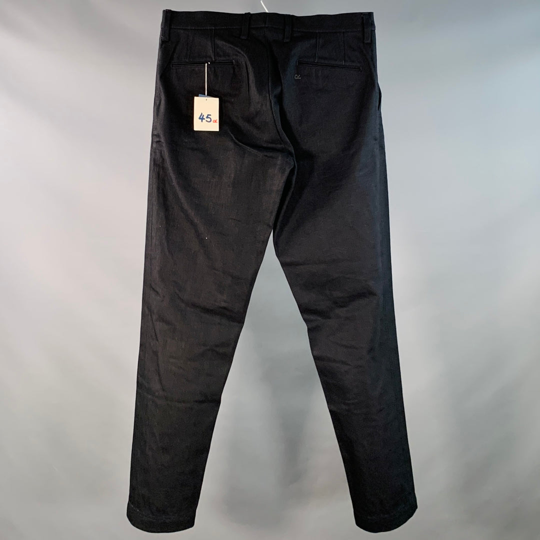 45rpm Size 34 Black Indigo Dyed Cotton Twill Flat Front Straight Casual Pants