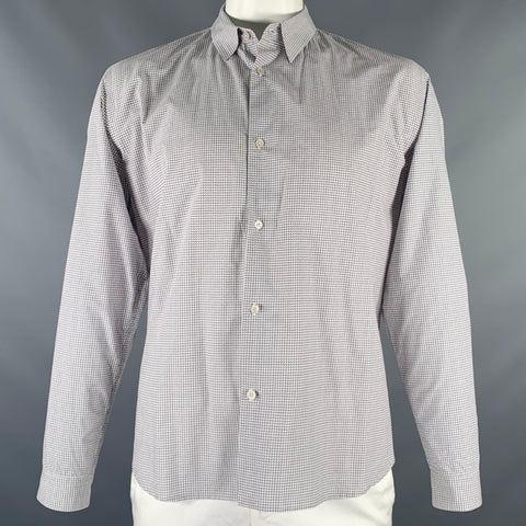 MARNI Size XL Grey White Cotton Button Up Long Sleeve Shirt