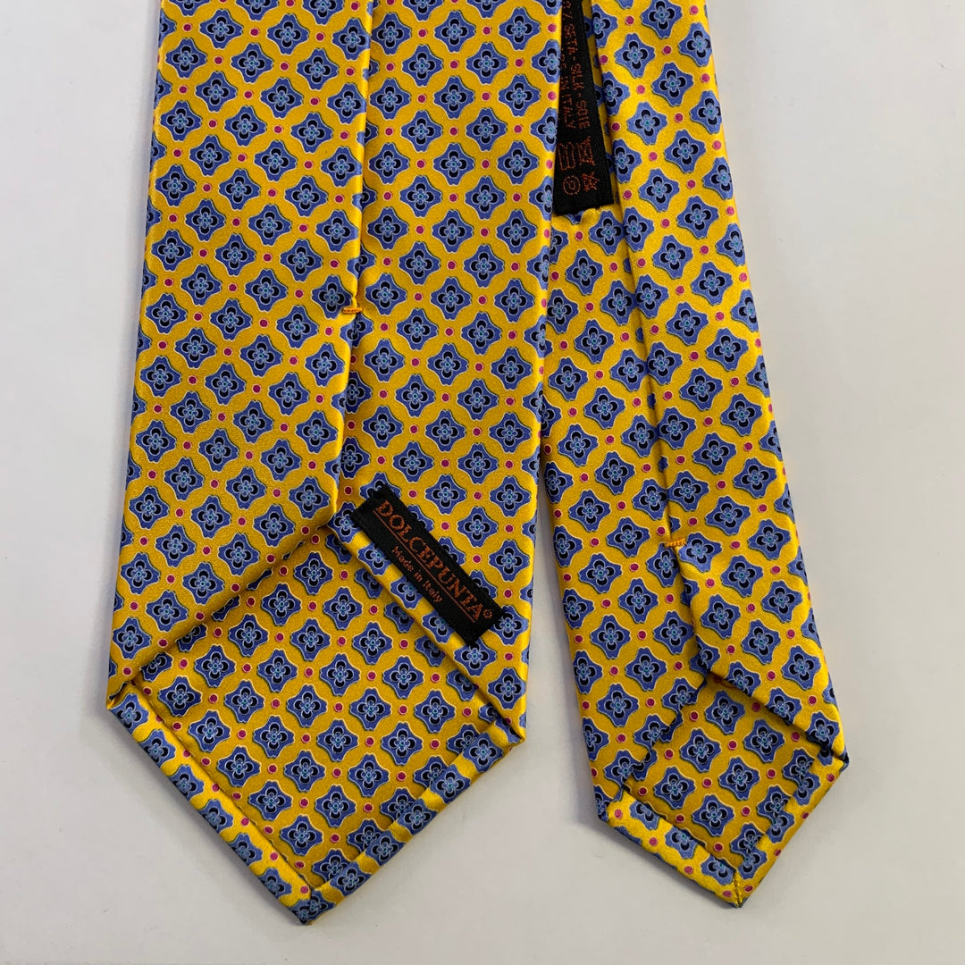 DOLCEPUNTA Yellow Blue Floral Silk Tie