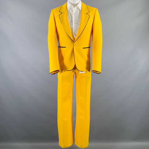 RANDOM IDENTITIES Chest Size 42 Yellow Black Polyester Notch Lapel 30 33 Suit