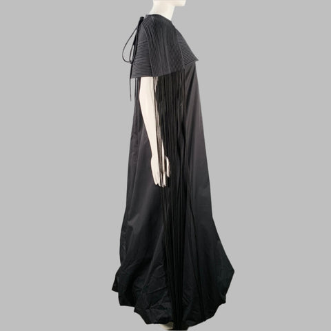 TORY BURCH Size 4 Black Cotton Poplin Sleeveless Bubble Hem Maxi Dress