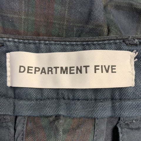 Pantalon décontracté en mélange de coton à carreaux bleu marine et bordeaux DEPARTMENT FIVE taille 35