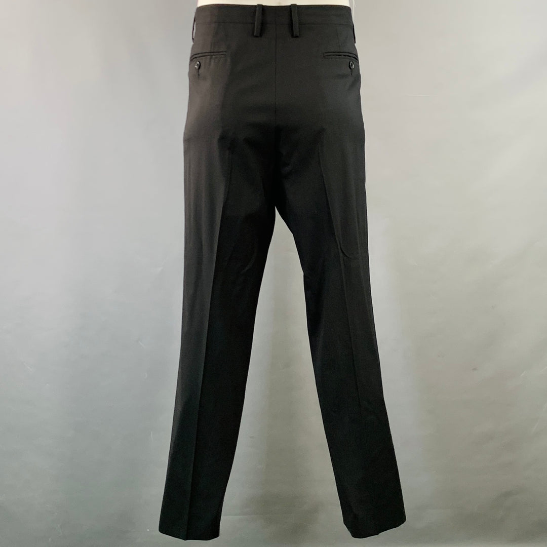 DOLCE & GABBANA Size 46 Black Virgin Wool Blend Notch Lapel Suit