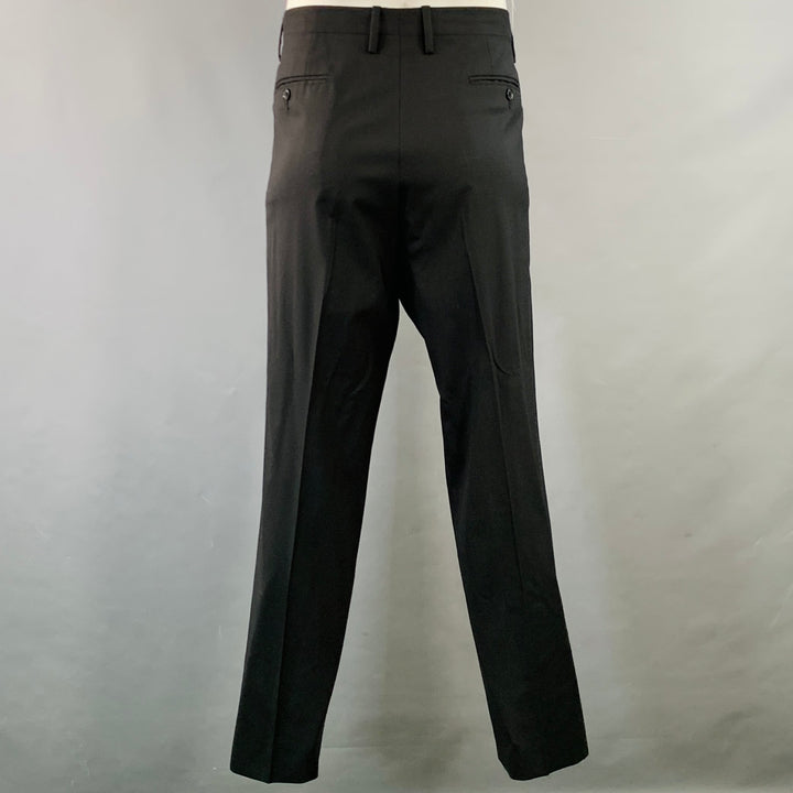 DOLCE & GABBANA Size 46 Black Virgin Wool Blend Notch Lapel Suit