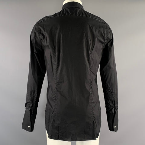 BRIONI Size M Black RCPB0L O600K 1000 Cotton Tuxedo Long Sleeve Shirt