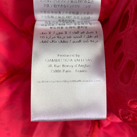 GIAMBATTISTA VALLI Size 4 Fuchsia Pink Cotton Eyelet Pleated Long Dress