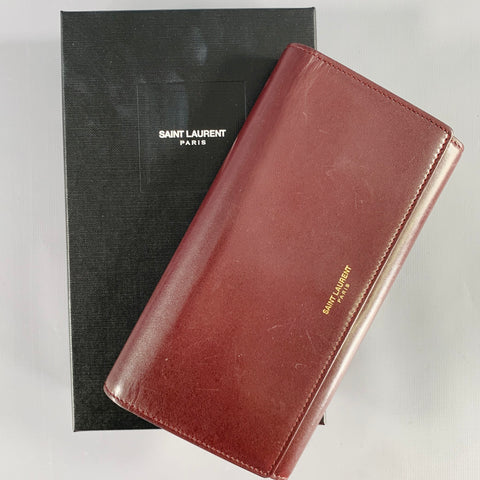 SAINT LAURENT Amarena Burgundy Leather Wallet