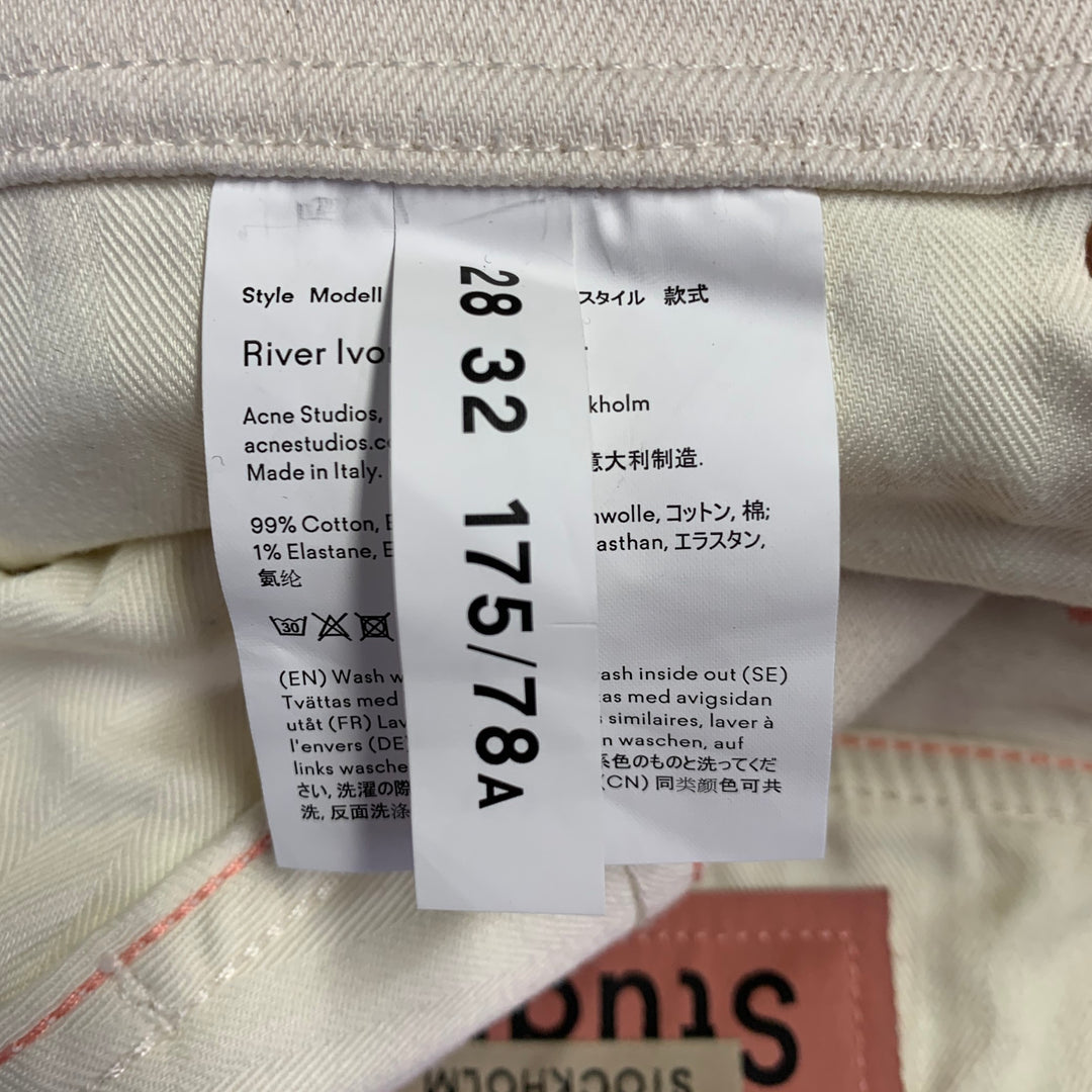 ACNE STUDIOS Size 28 River Ivory Cream Cotton Blend Twill Button Fly Jeans