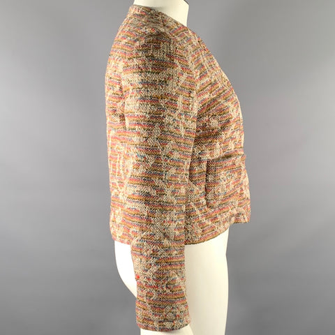 HERMES Size 8 Multi-Color Silk  Wool Jacket