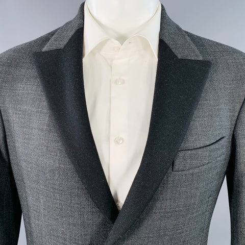 DIRK BIKKEMBERGS Size 36 Grey Black Polyester Wool Peak Lapel Sport Coat