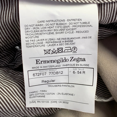 Pantalon décontracté ERMENEGILDO ZEGNA taille 38, mélange de coton beige, devant plat